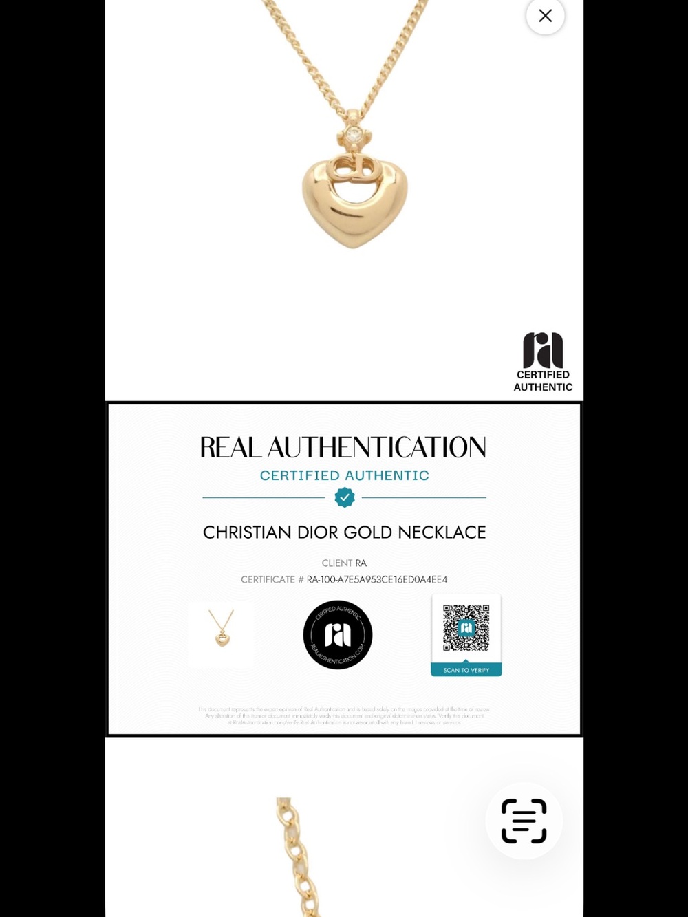 Dior Gold Heart Pendant Necklace with Crystal Accent - Picture 2 of 8
